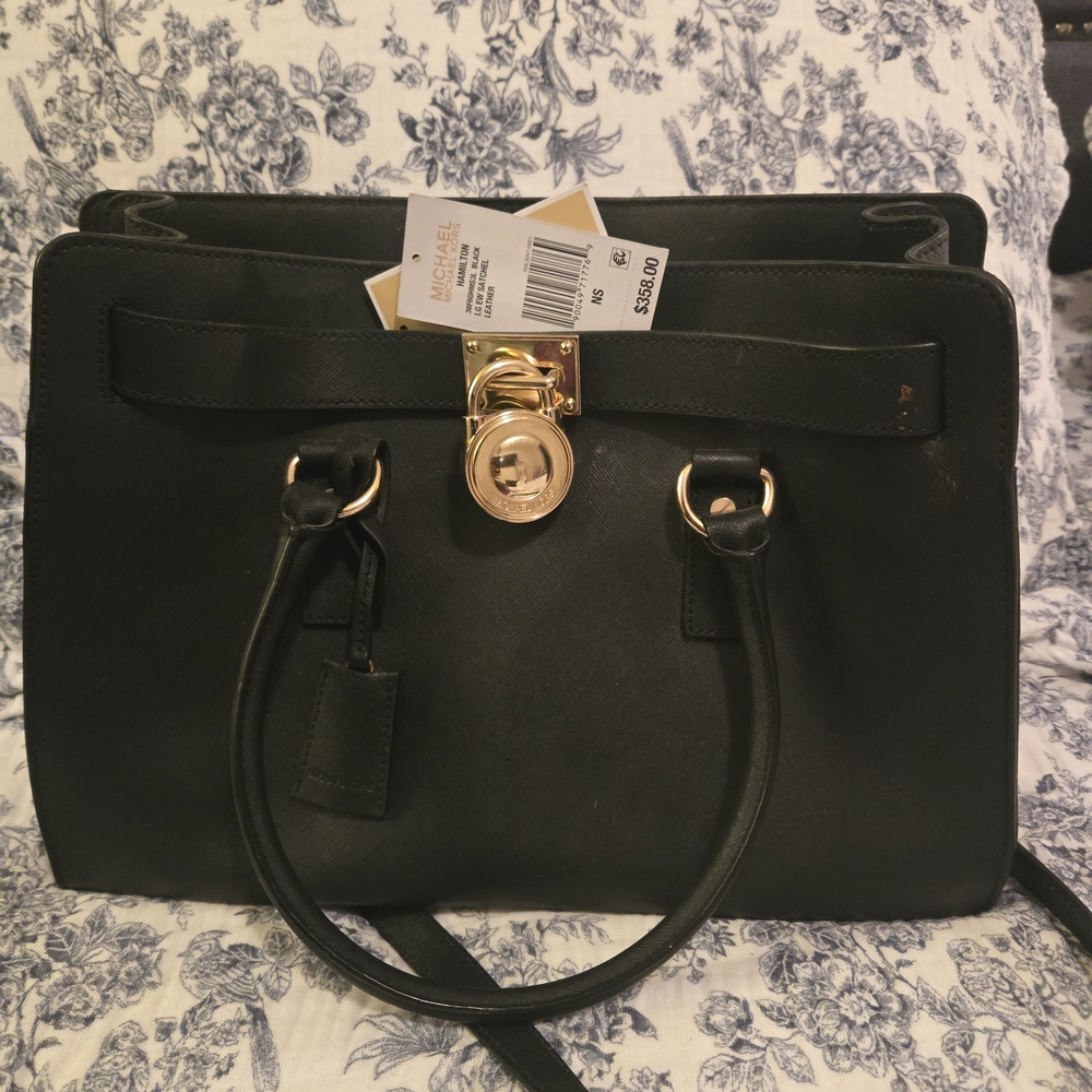 Michael Kors Black Satchel with Gold Accents